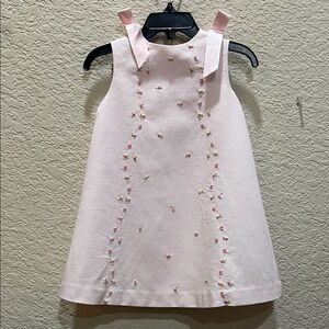 Luli & Me pink dress with hand embroidered rosettes size 18M